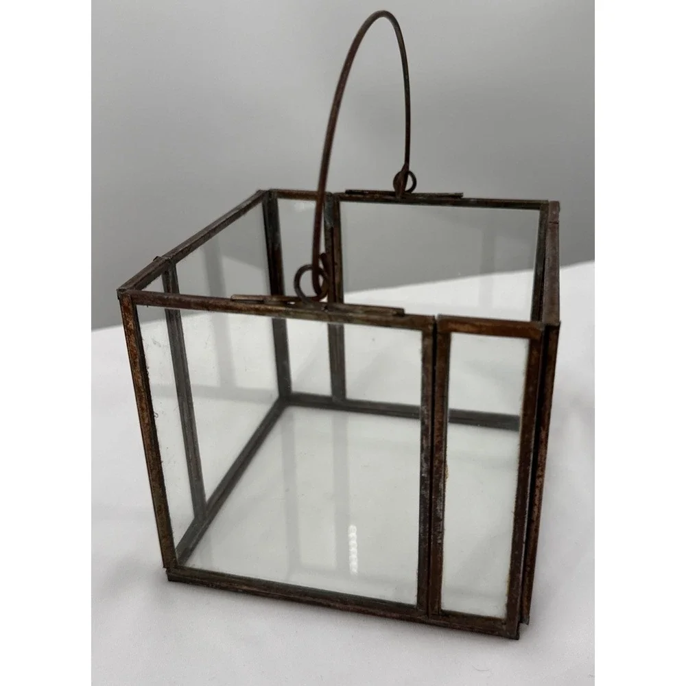 VNTG‎ Farmhouse Rustic Cabin Copper & Glass Candle Holder/multipurpose Container